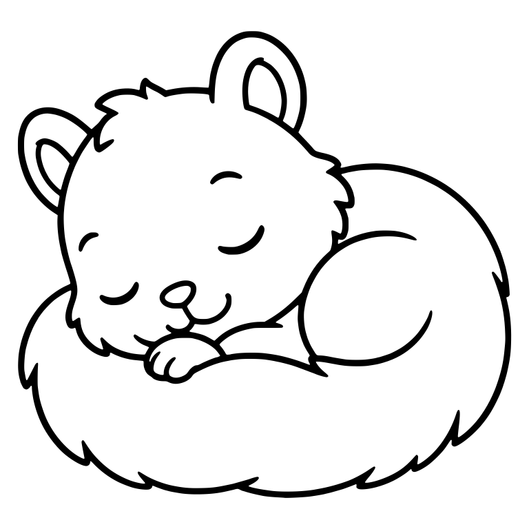 Sleeping Squirrel with Round Ears Hugging Its Tail — free animal SVG cut file