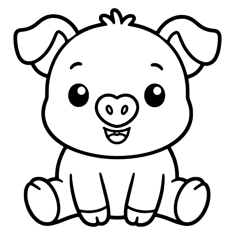 Sitting Piglet With Heart Nose and Open Smile — free animal SVG cut file