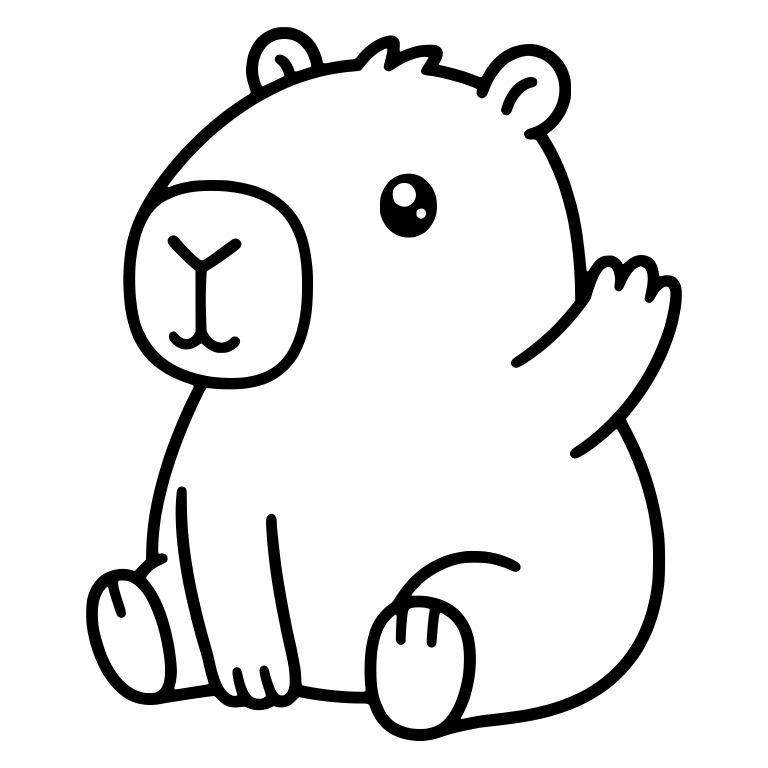Capybara Sitting Sideways and Waving a Raised Paw — free animal SVG cut file