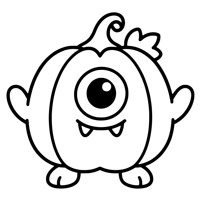 One Eyed Pumpkin Monster With Curly Stem And Fangs — free fantasy-creature SVG cut file