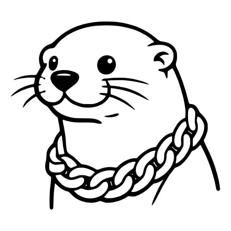 Otter Looking Left with Whiskers and Chain Necklace — free animal SVG cut file