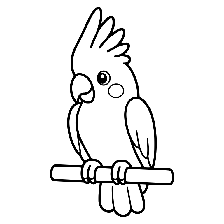 Cockatoo Perched on a Bar With Tall Crest Facing Left — free animal SVG cut file