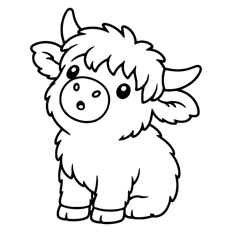 Surprised Highland Calf Tilting Its Head Sideways — free animal SVG cut file