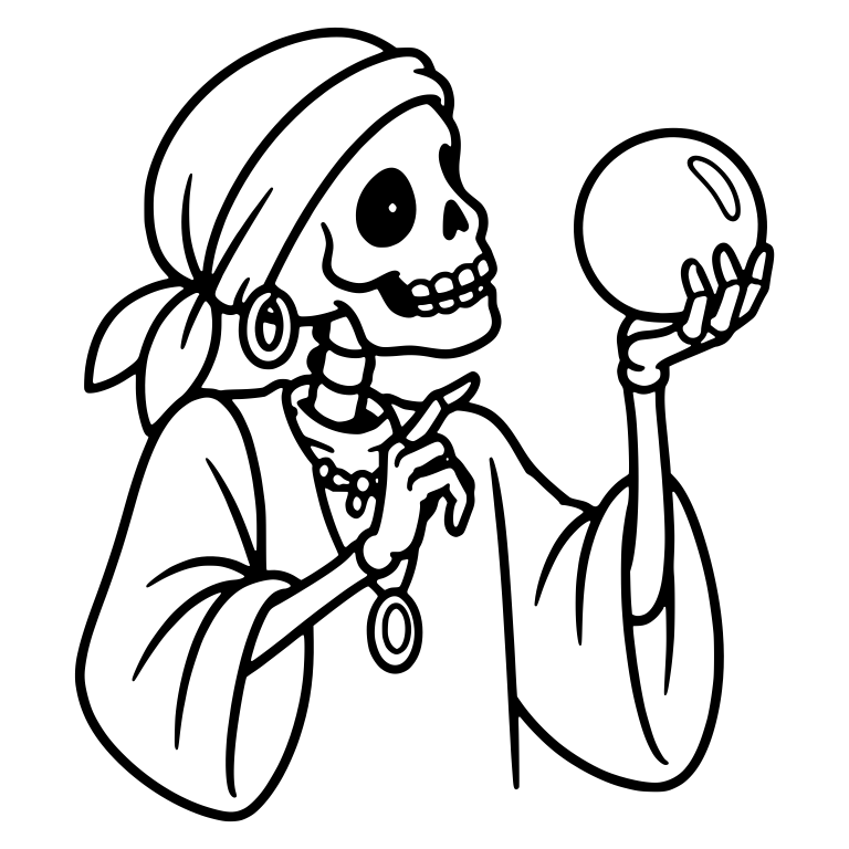 Profile Skeleton Fortune Teller Raising Crystal Ball — free skeleton SVG cut file
