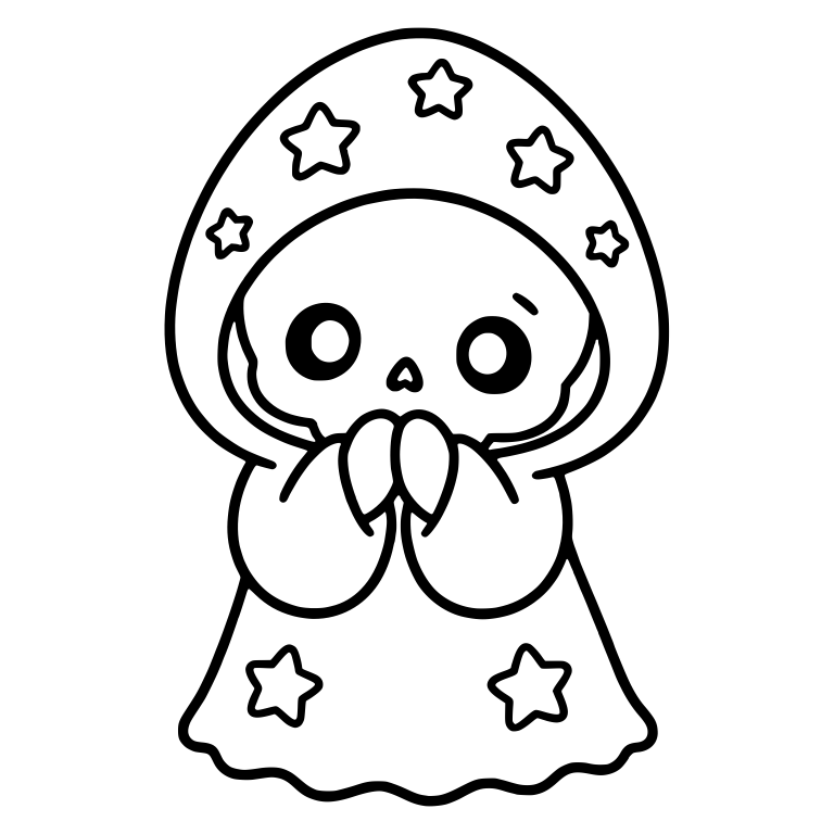 Shy Grim Reaper in Star Hood With Hands Pressed Together — free characters SVG cut file