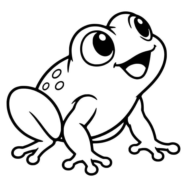 Chibi Frog Looking Up with Open Mouth Smile — free animal SVG cut file