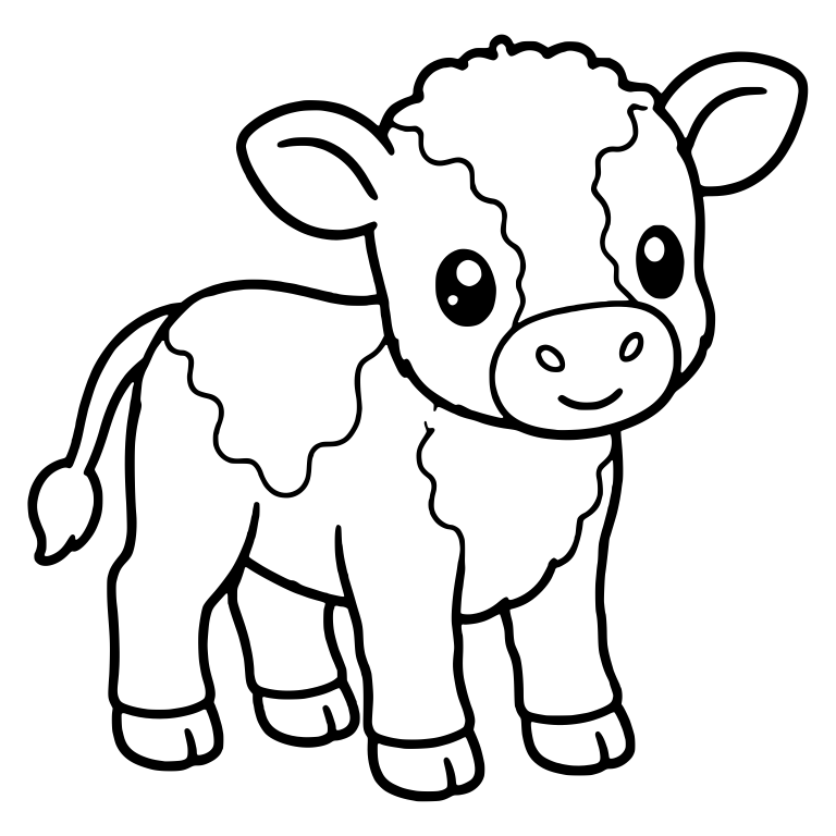 Standing Calf With Wavy Patches and Curly Head Fur — free animal SVG cut file