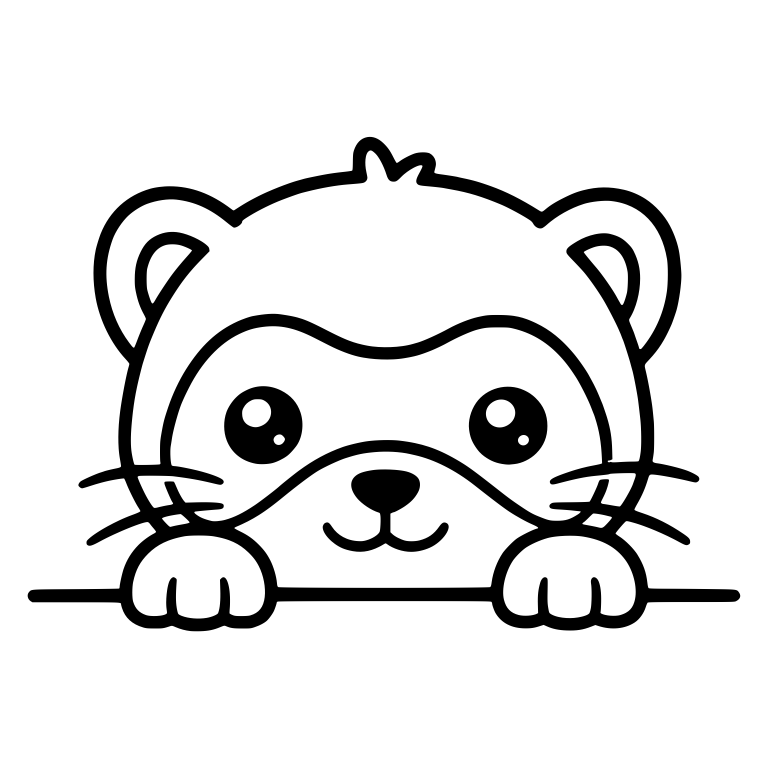 Kawaii Ferret Peeking Over a Line With Both Paws — free animal SVG cut file