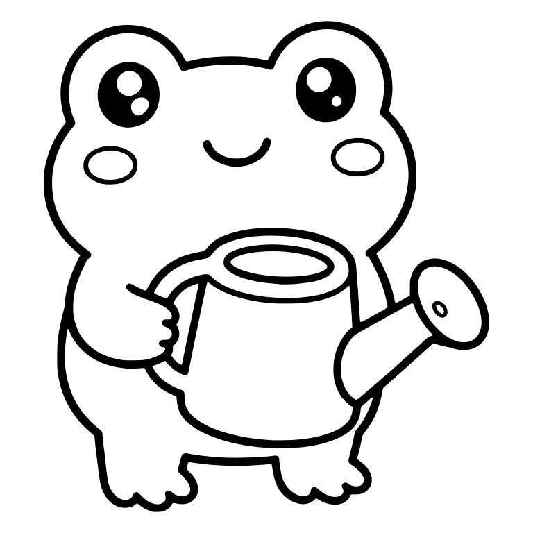 Frog Holding a Watering Can With Blushing Cheeks — free animal SVG cut file