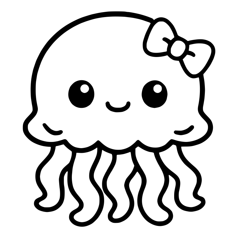 Jellyfish With Bow And Little Smile — free animal SVG cut file