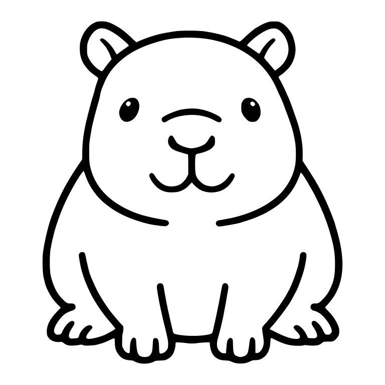 Smiling Capybara Sitting with Curved Nose Line — free animal SVG cut file