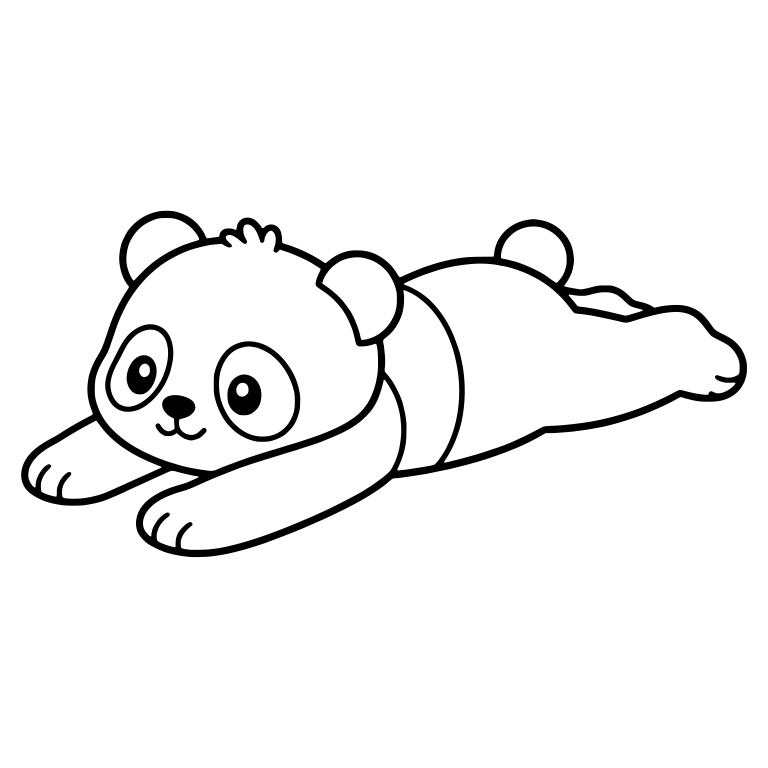 Panda Cub Lying Flat on Belly with Calm Smile — free animal SVG cut file
