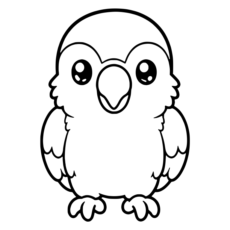 Chubby Front Facing Parrot With Head Cap And Big Eyes — free animal SVG cut file