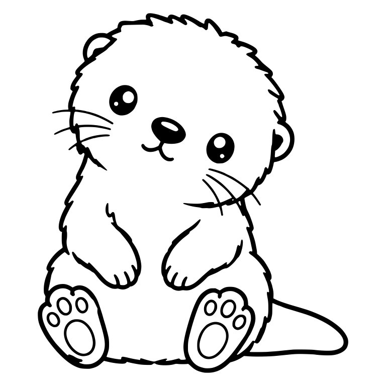Fluffy Kawaii Otter Sitting with Foot Pads Showing — free animal SVG cut file
