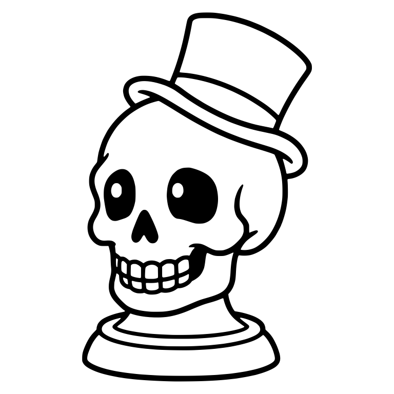 Skull on Pedestal Wearing Top Hat — free skeleton SVG cut file