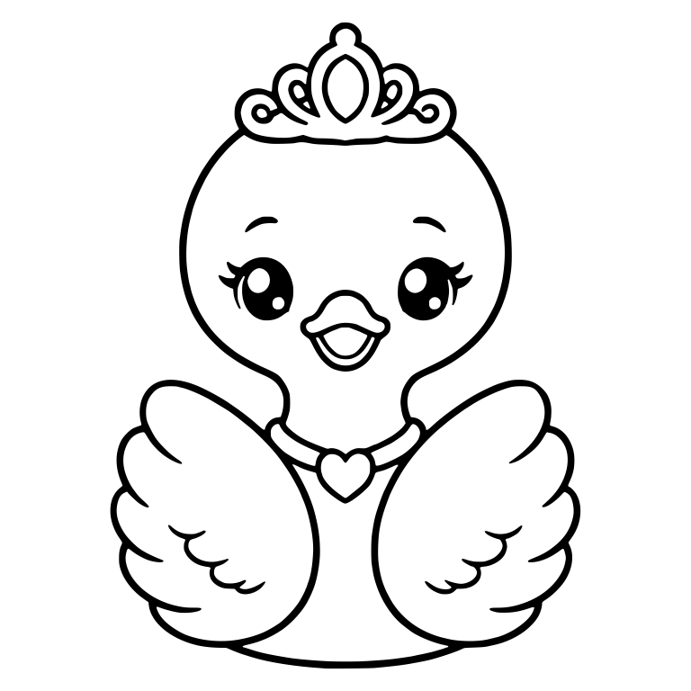 Princess Baby Swan With Tiara and Heart Necklace — free animal SVG cut file