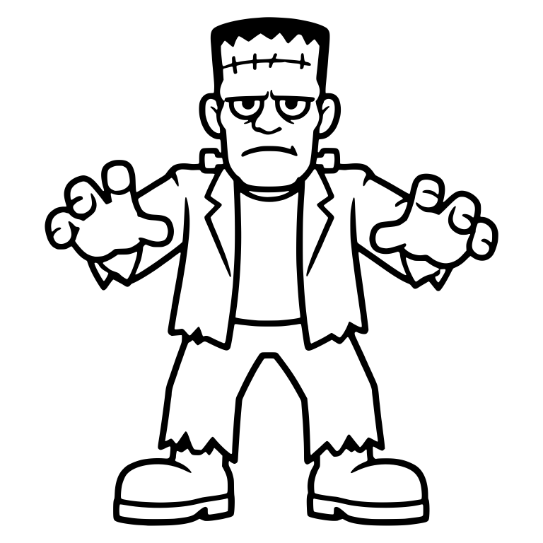 Retro Frankenstein Monster With Claw Hands Raised — free fantasy-creature SVG cut file