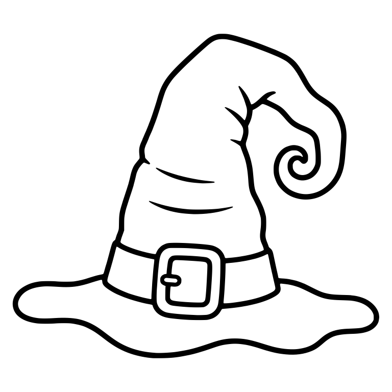 Witch Hat with Spiral Tip, Wavy Brim and Square Buckle — free objects SVG cut file