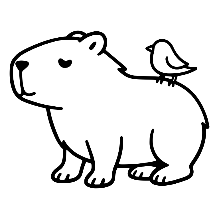 Capybara with Little Bird Perched on Its Back — free animal SVG cut file