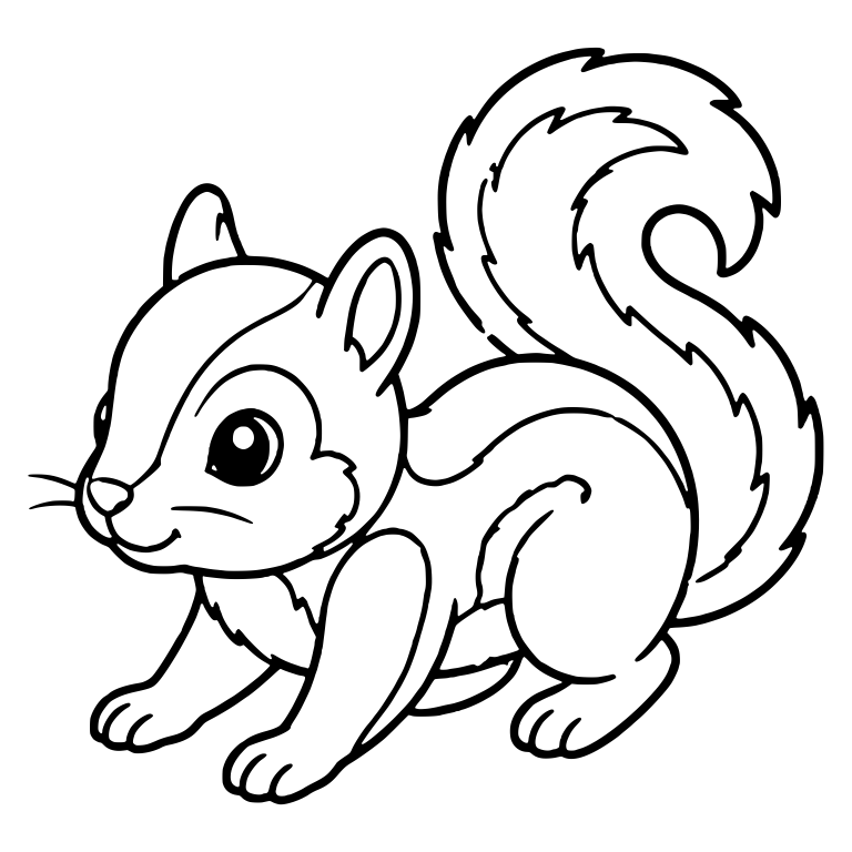 Crouching Squirrel Ready to Pounce with S-Curled Tail — free animal SVG cut file