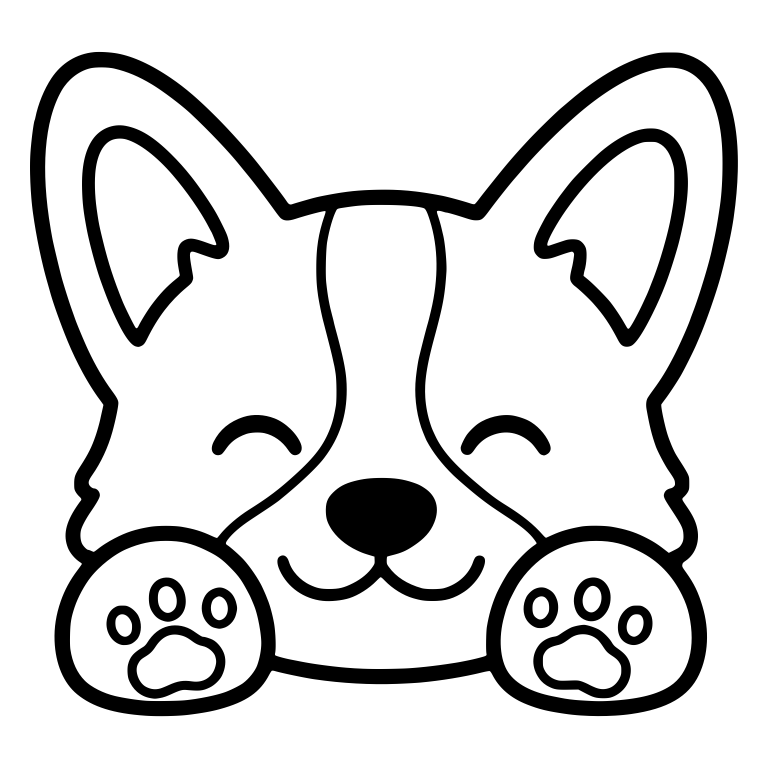 Peeking Corgi Puppy With Happy Closed Eyes and Paw Pads — free animal SVG cut file