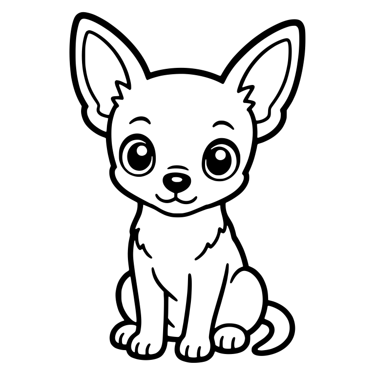 Alert Chihuahua Puppy Sitting With Tail Curled Beside — free animal SVG cut file
