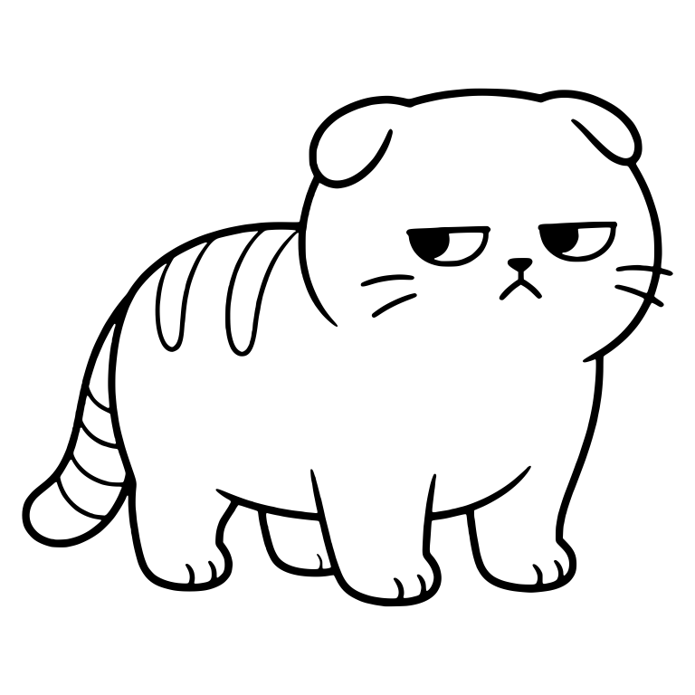 Scottish Fold Kitten Standing with Striped Tail — free animal SVG cut file