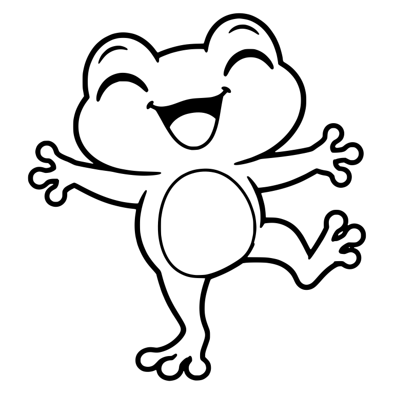 Laughing Chibi Frog Balancing on One Foot — free animal SVG cut file