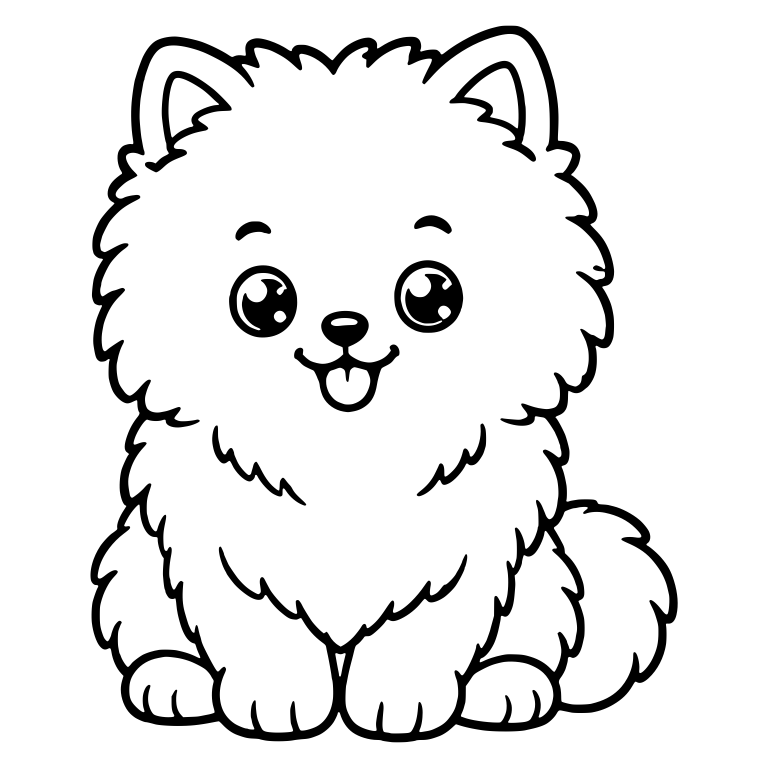 Sitting Pomeranian With Eyebrow Marks And Tail At Right — free animal SVG cut file
