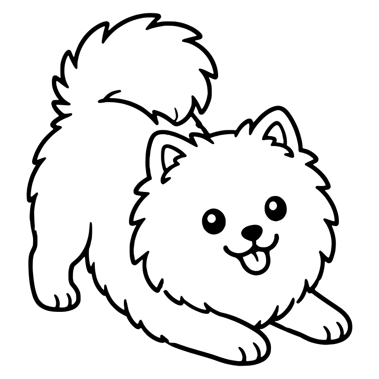 Playful Pomeranian in a Play Bow With Tail Up — free animal SVG cut file