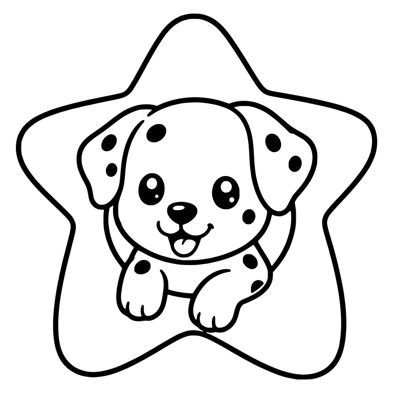 Dalmatian Puppy Peeking from a Star Frame — free animal SVG cut file