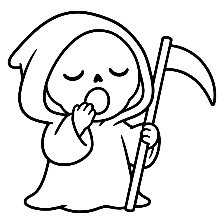 Sleepy Grim Reaper Yawning With Scythe — free characters SVG cut file