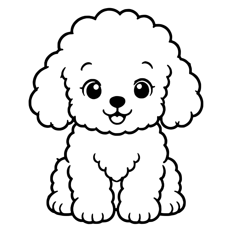 Sitting Fluffy Toy Poodle Puppy With Lashes and Smile — free animal SVG cut file