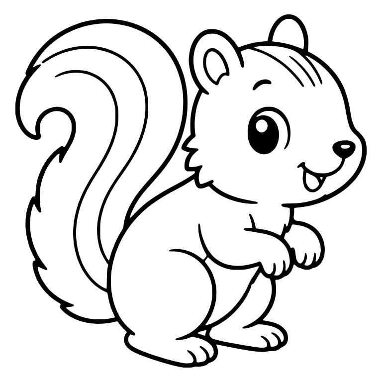 Side-View Squirrel With Large Swirled Striped Tail — free animal SVG cut file