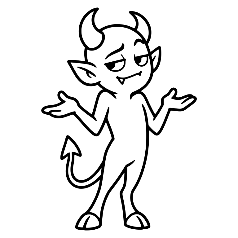 Smirking Slim Demon Shrugging with Open Palms — free fantasy-creature SVG cut file
