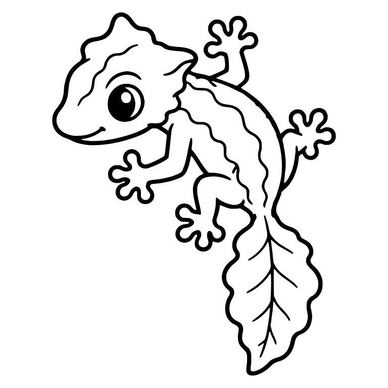 Climbing Leaf-Tailed Gecko With Wavy Back Stripes — free animal SVG cut file