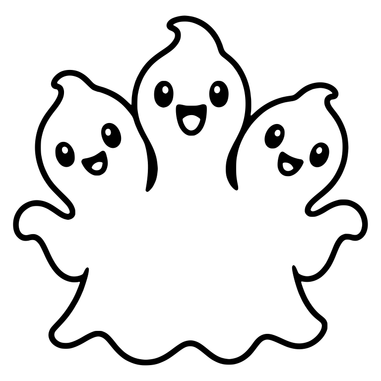 Three-Headed Ghost With Curled Head Tips and Wavy Hem — free fantasy-creature SVG cut file