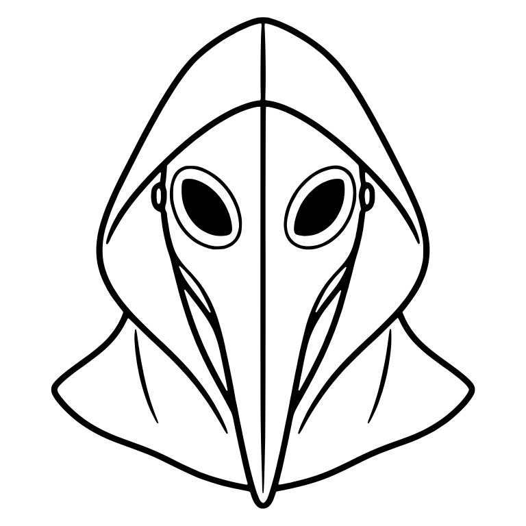 Front View Plague Doctor With Pointed Hood and Round Eyes — free characters SVG cut file