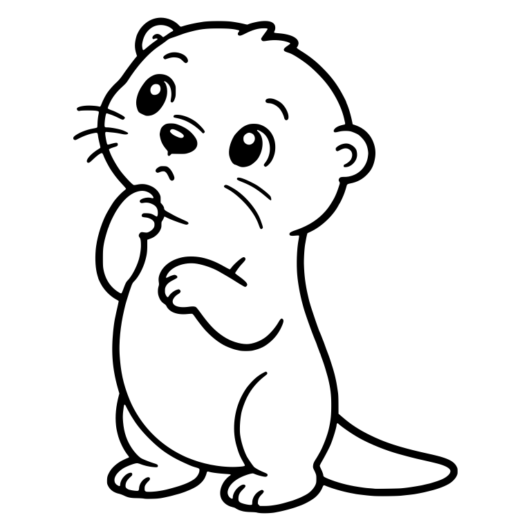 Kawaii Otter Standing with Paw at Chin — free animal SVG cut file