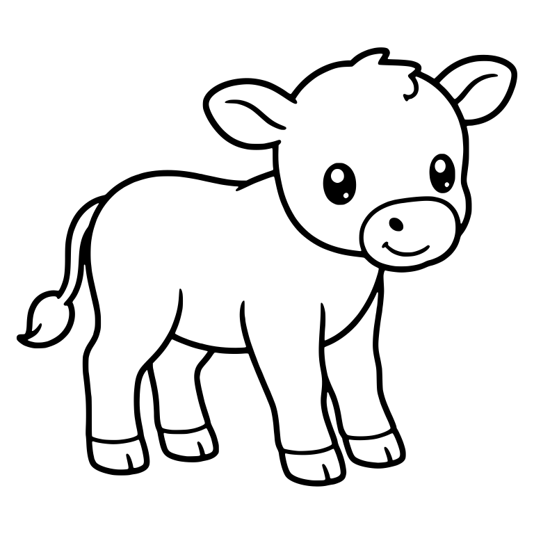 Standing Calf Three-Quarter View With Swishing Tail — free animal SVG cut file