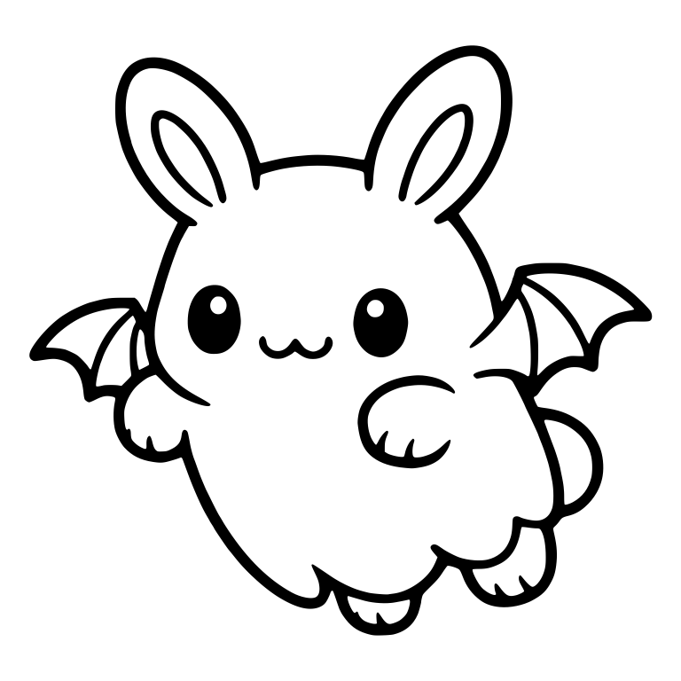 Flying Round Bunny With Little Bat Wings — free animal SVG cut file
