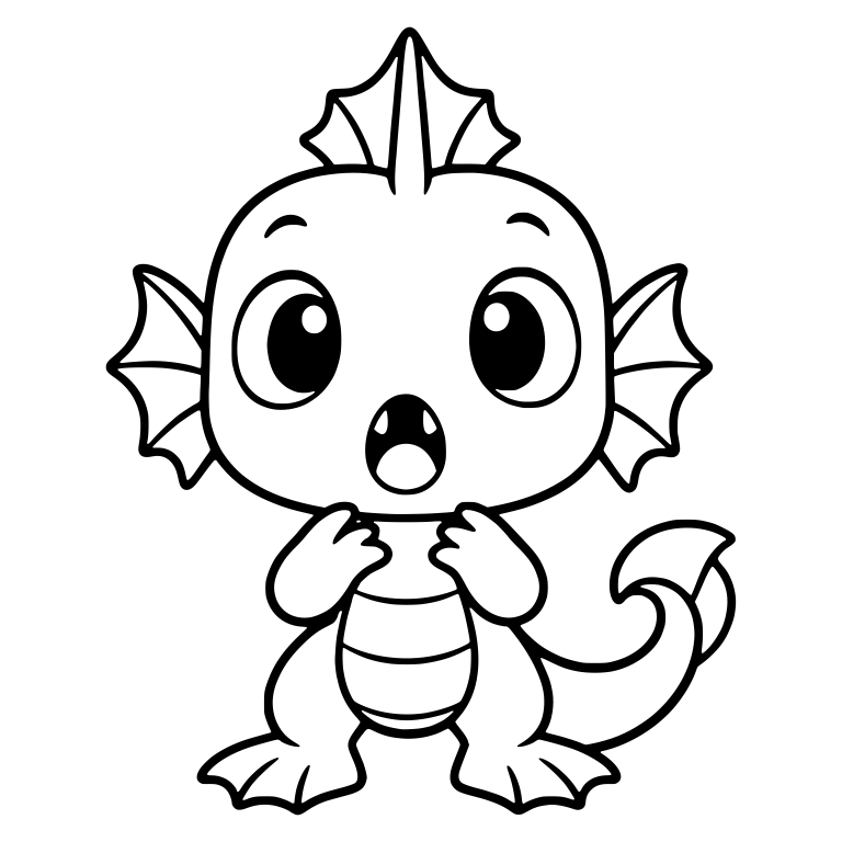 Surprised Standing Sea Monster With Fin Crest and Tail — free fantasy-creature SVG cut file
