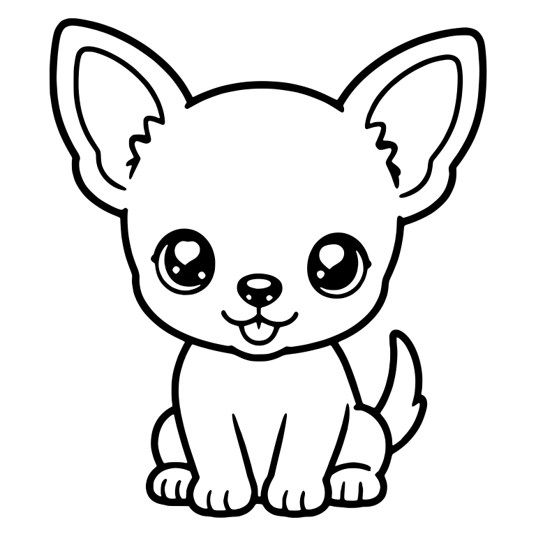 Sparkly Eyed Chihuahua Puppy Sitting With Tongue Out — free animal SVG cut file