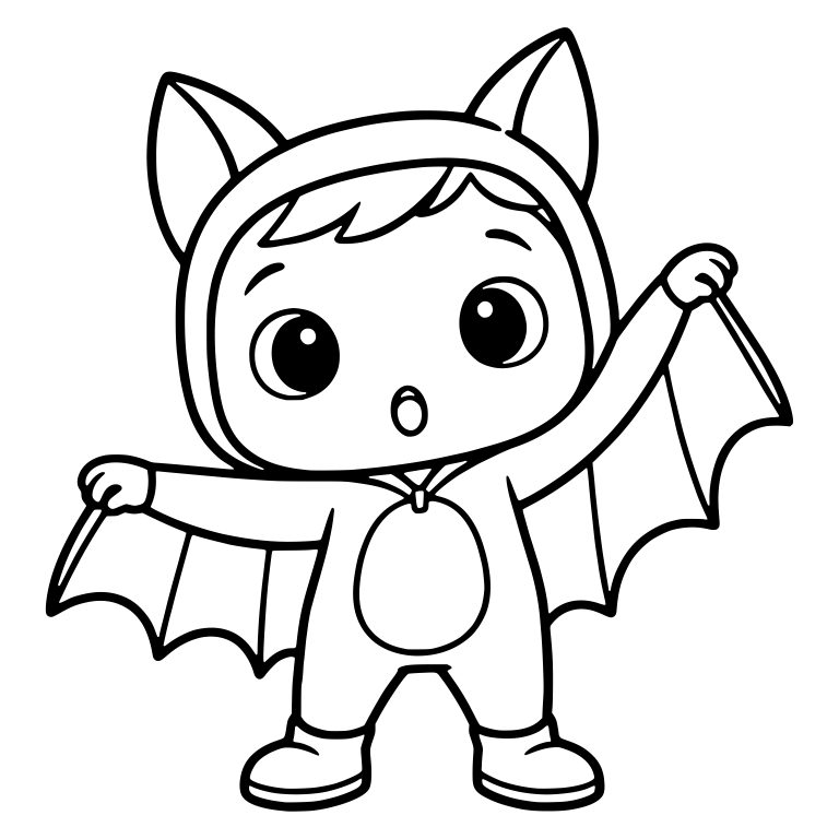 Surprised Bat Costume Kid Raising One Wing Arm — free characters SVG cut file