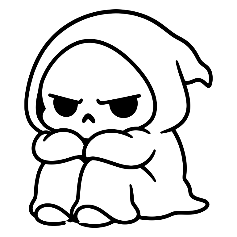 Grouchy Grim Reaper Glaring While Hugging Knees — free characters SVG cut file