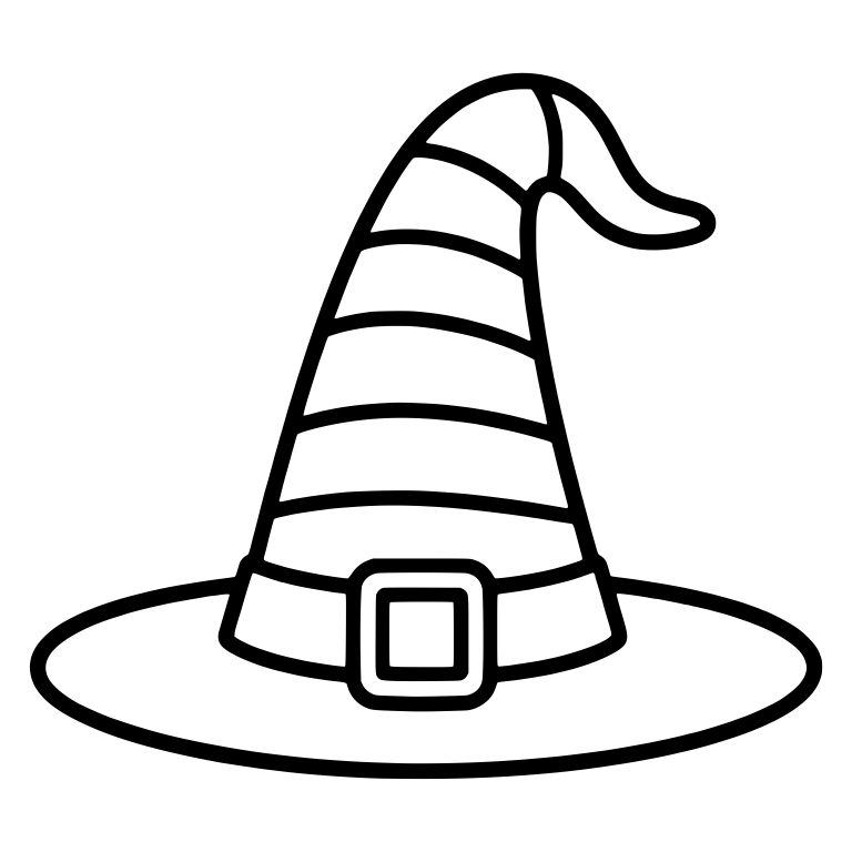 Striped Witch Hat with Flicked Tip and Square Buckle — free objects SVG cut file