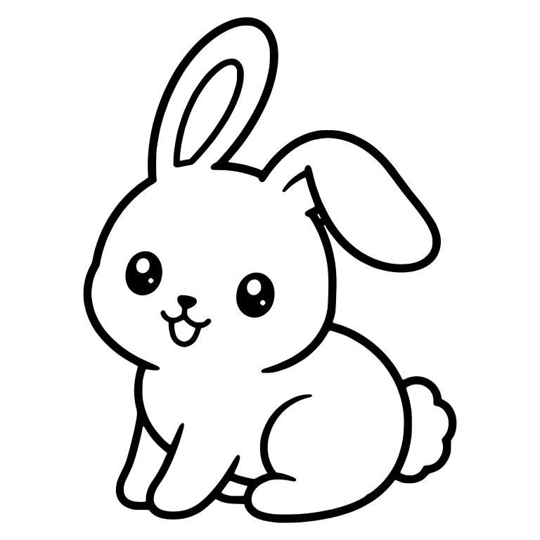 Happy Bunny Sitting With Open Smile and One Folded Ear — free animal SVG cut file