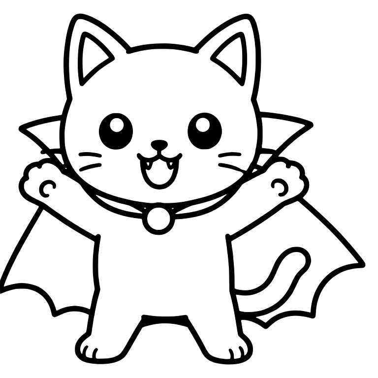 Excited Vampire Cat With Raised Paws and Spread Cape — free animal SVG cut file