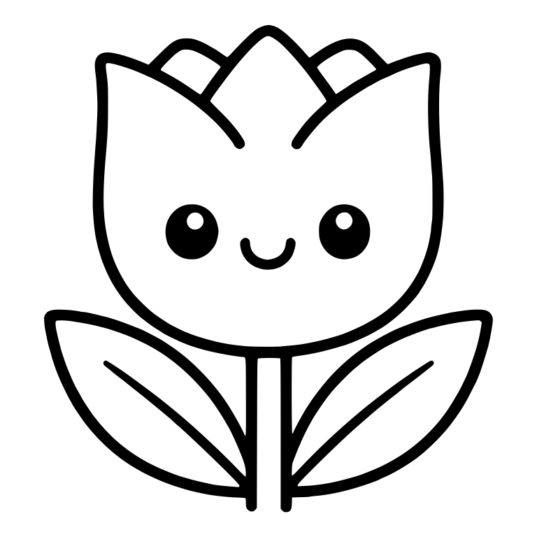 Wide Tulip With Hand-Drawn Crown and Twin-Line Stem — free floral SVG cut file