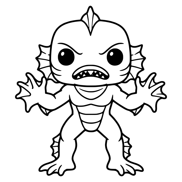 Roaring Lagoon Creature With Toothy Mouth And Spread Hands — free fantasy-creature SVG cut file